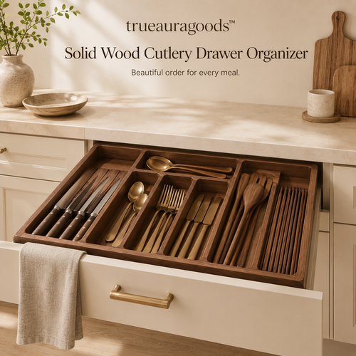 Trueauragoods™ Solid Wood Cutlery Drawer Organizer