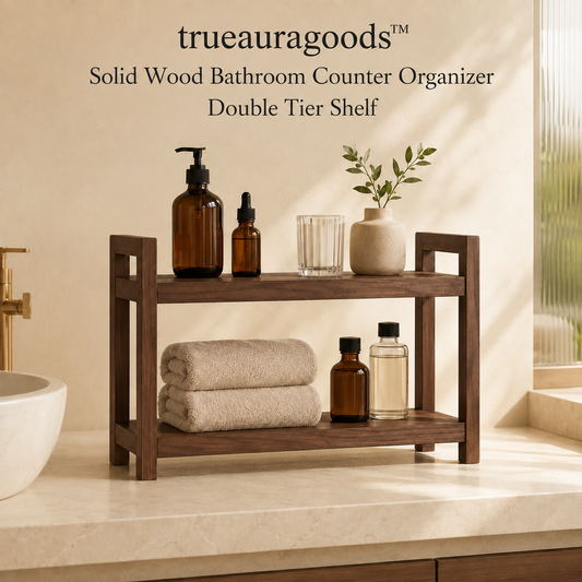 Trueauragoods™ Solid Wood Bathroom Organizer